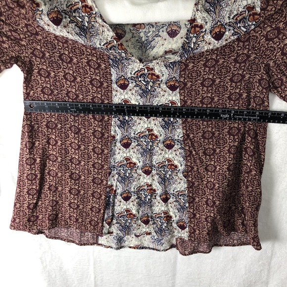 Charlotte Russe Shirt Womens Large Boho Floral Crochet Long Sleeve Top Blouse - Picture 8 of 10